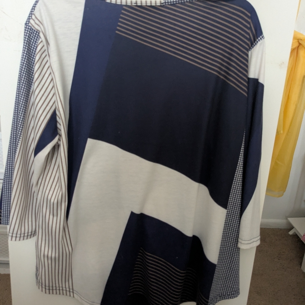 Navy and White Striped Women's Blouse
